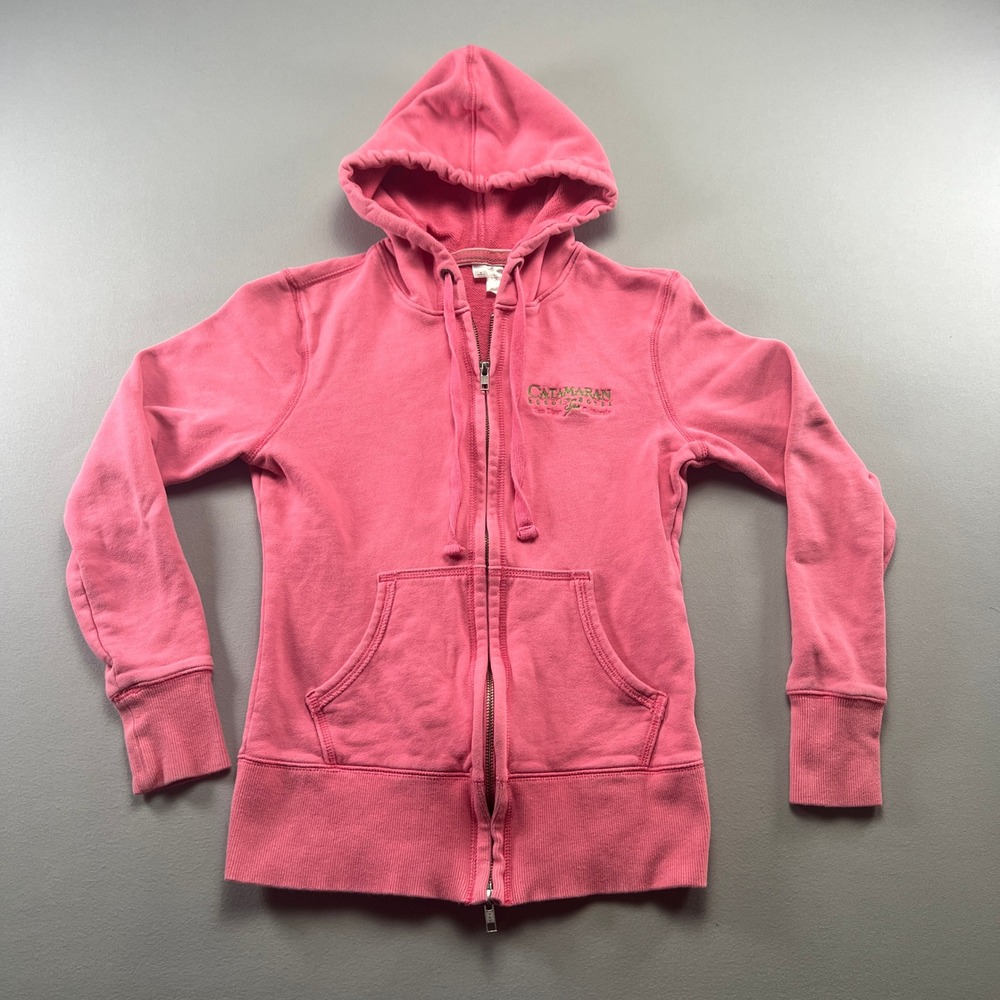 District Threads Hoodie Womens Small Pink French Terry Full Zip Kangaroo Pocket